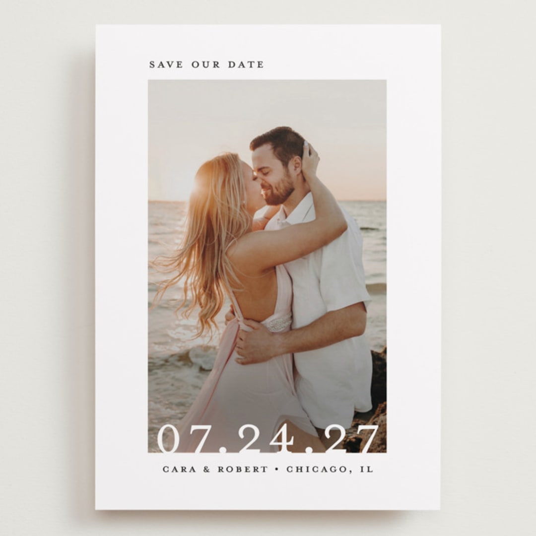 "Minimal Message" - Save the Dates in Cloud by Lindsay Megahed - Front