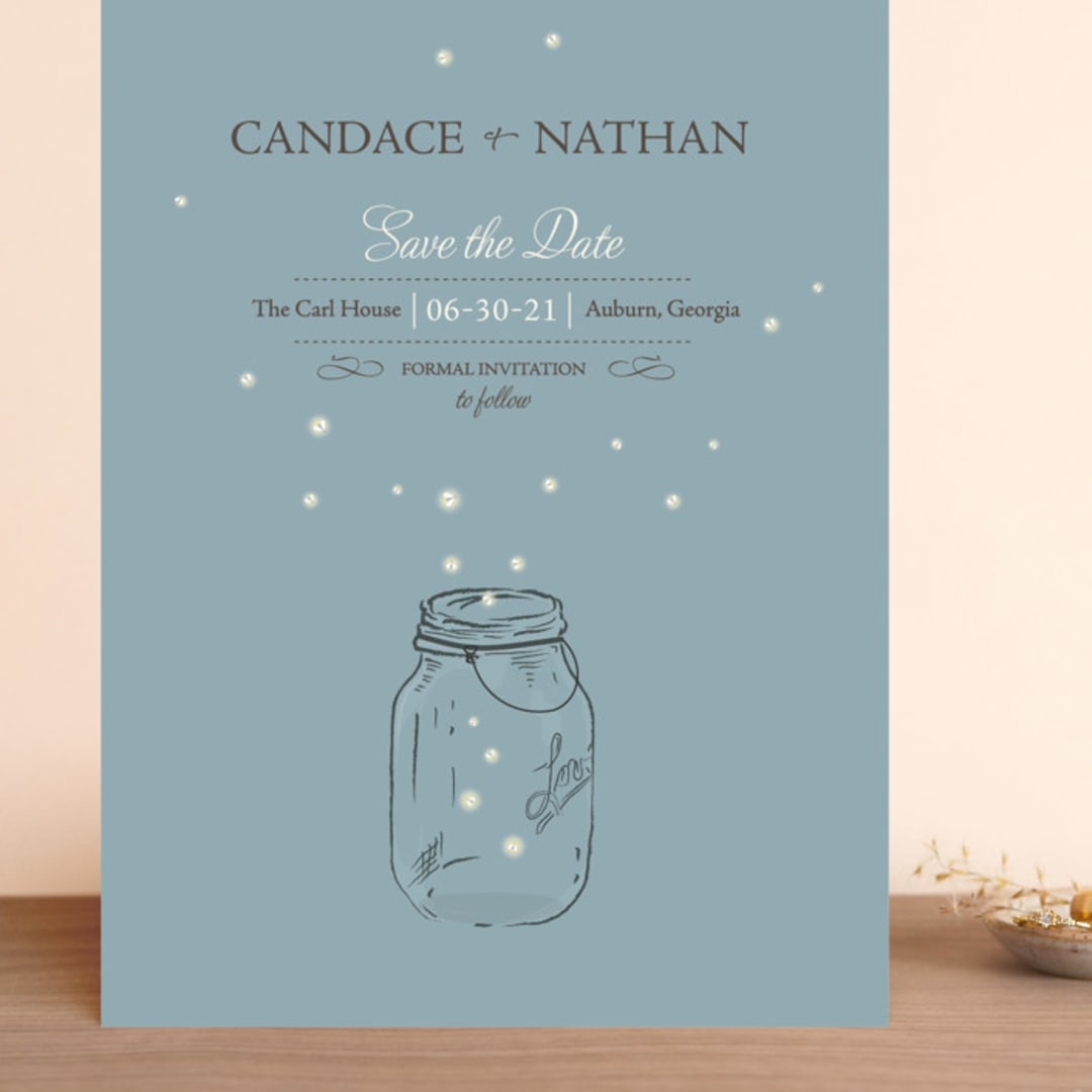 "Fireflies" - Save the Dates in Cornflower by Paige Rothhaar - Front