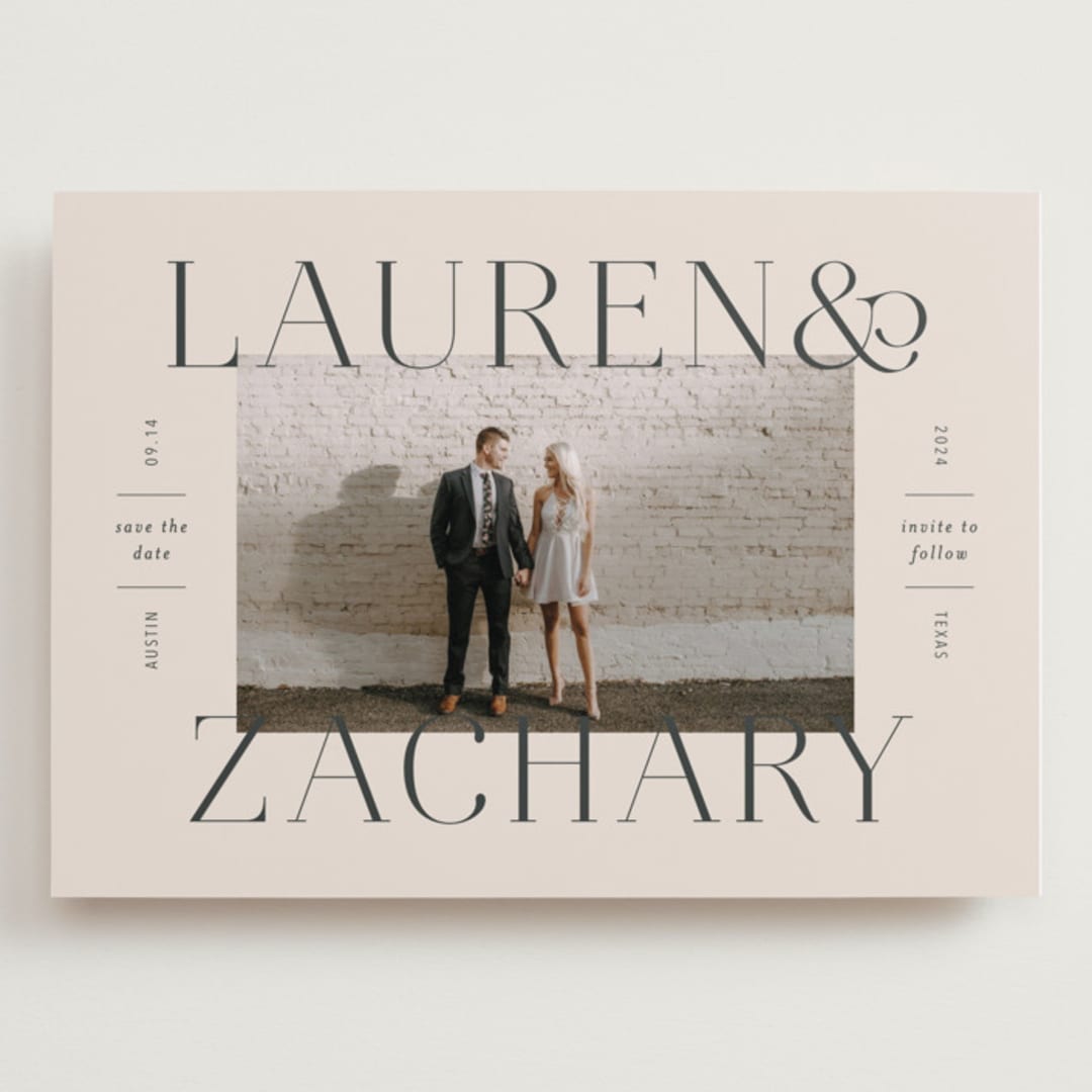 "Name Frame" - Save the Dates in Bone by Sandra Picco Design - Front
