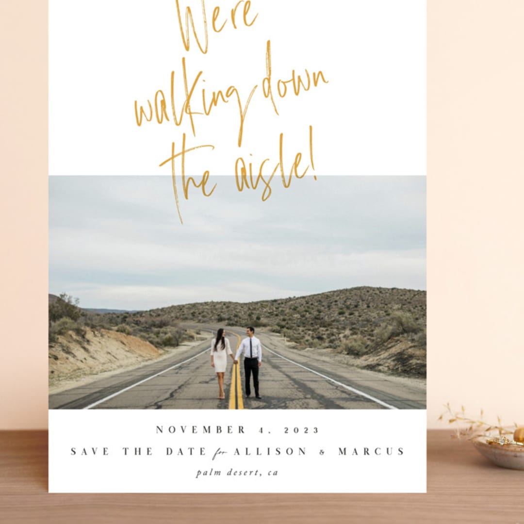 "Down the Aisle" - Save the Dates in Canary by Keen Peachy - Front