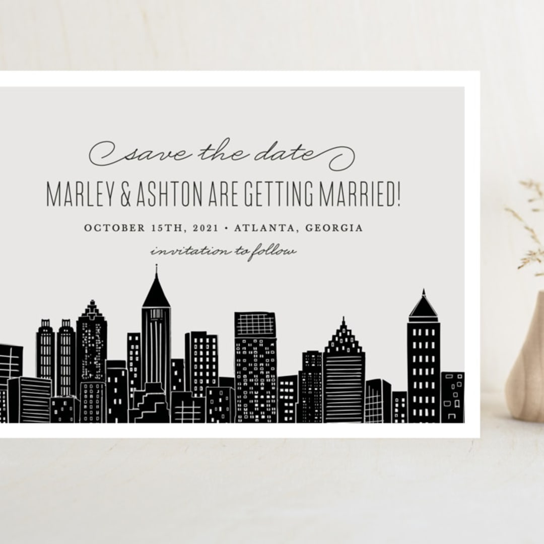 "Big City - Atlanta" - Save the Dates in Light Taupe by Hooray Creative - Front