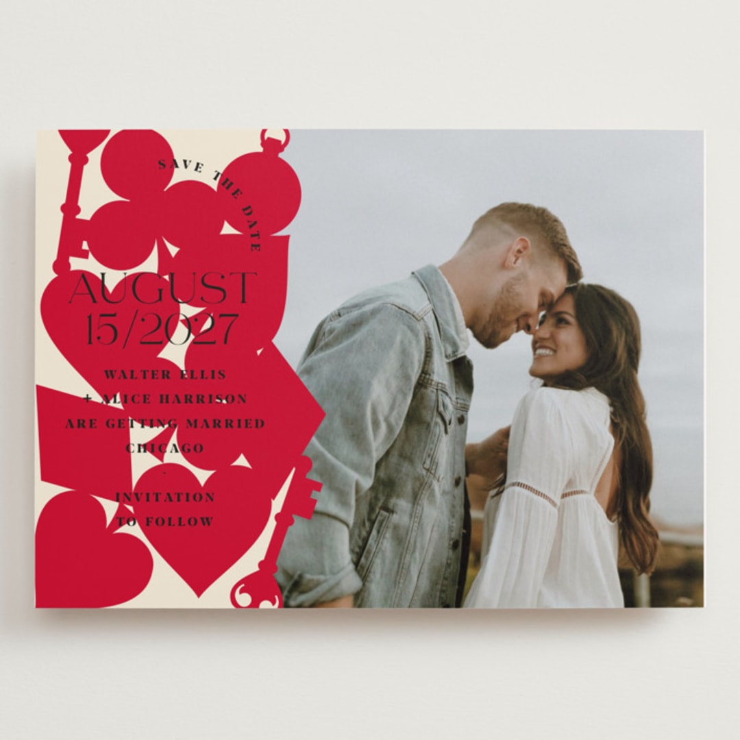 "Pair of Hearts from Disney's Alice In Wonderland" - Save the Dates in Ruby by Baumbirdy - Front
