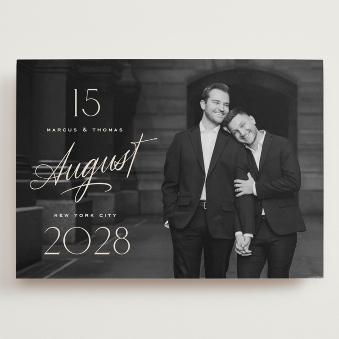 "The Date is Set" - Save the Dates in Ivory by Oscar and Emma - Karly Depew - Front