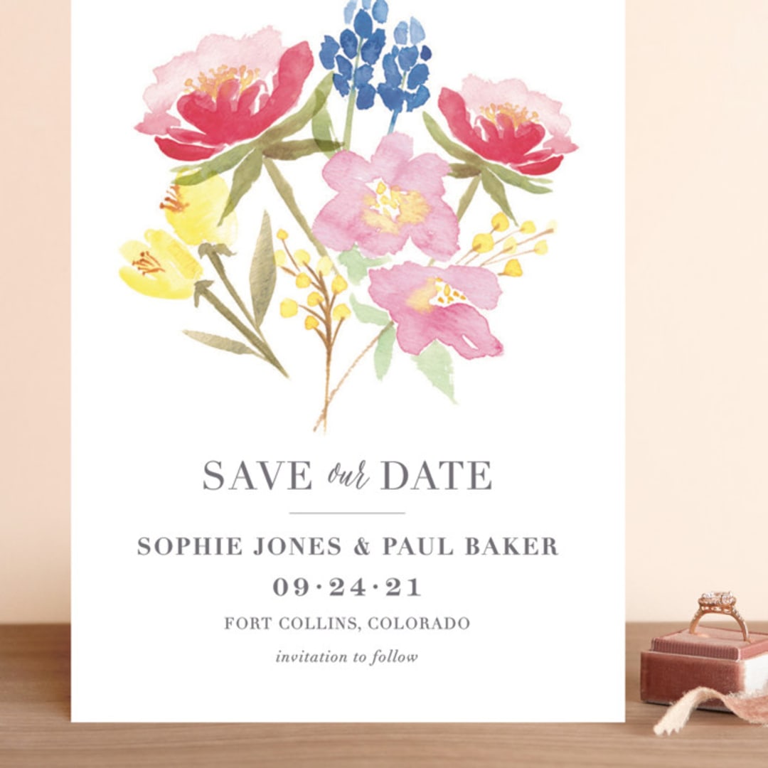 "Floral Bouquet" - Save the Dates in Petal by Laura Bolter - Front