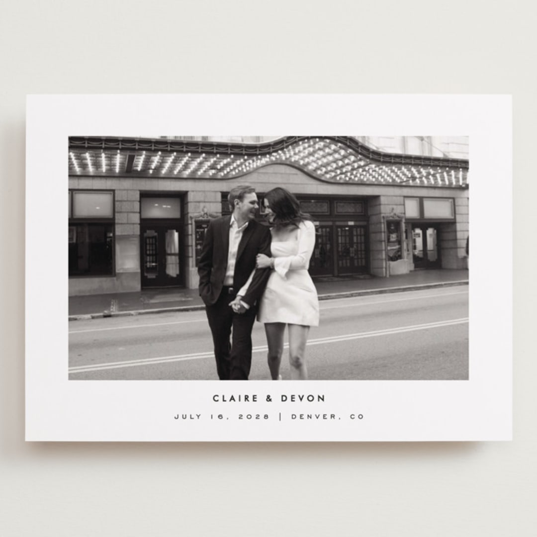 "Framed Minimalist" - Save the Dates in Silk by Kelly Schmidt - Front