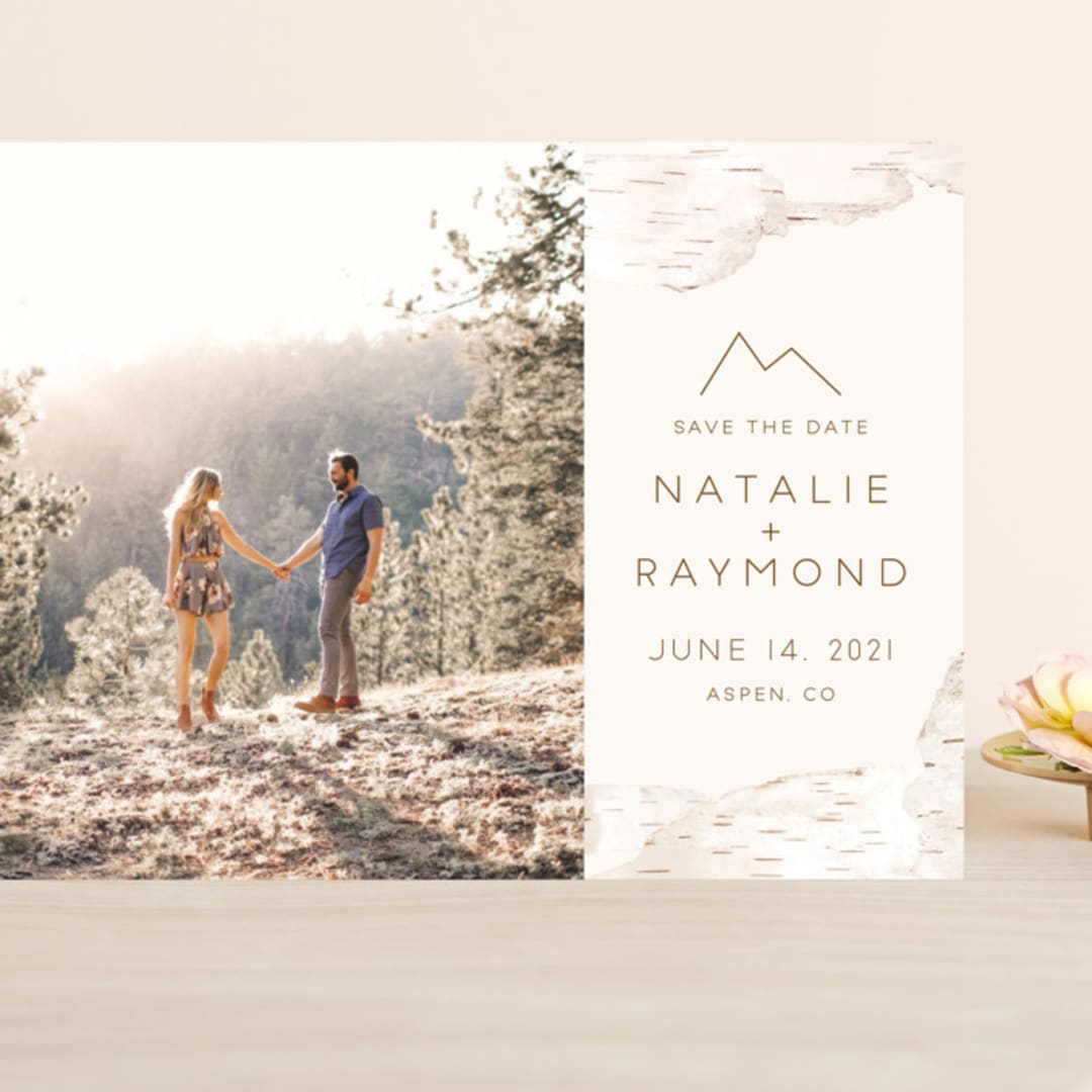 "Birchbark" - Save the Dates in Natural by Kelsey Mucci - Front