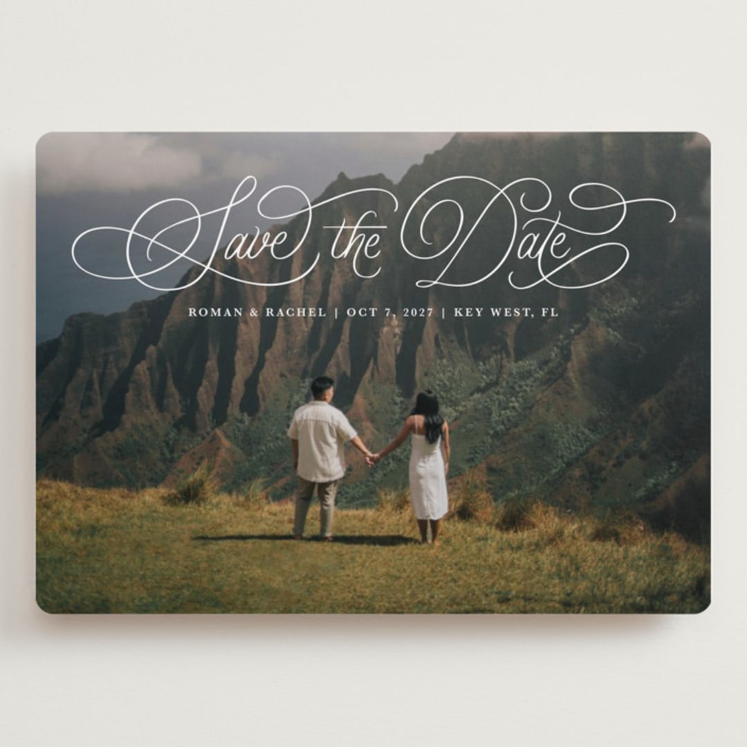 "arched script" - Save the Dates in Pearl by Kristen Smith - Front