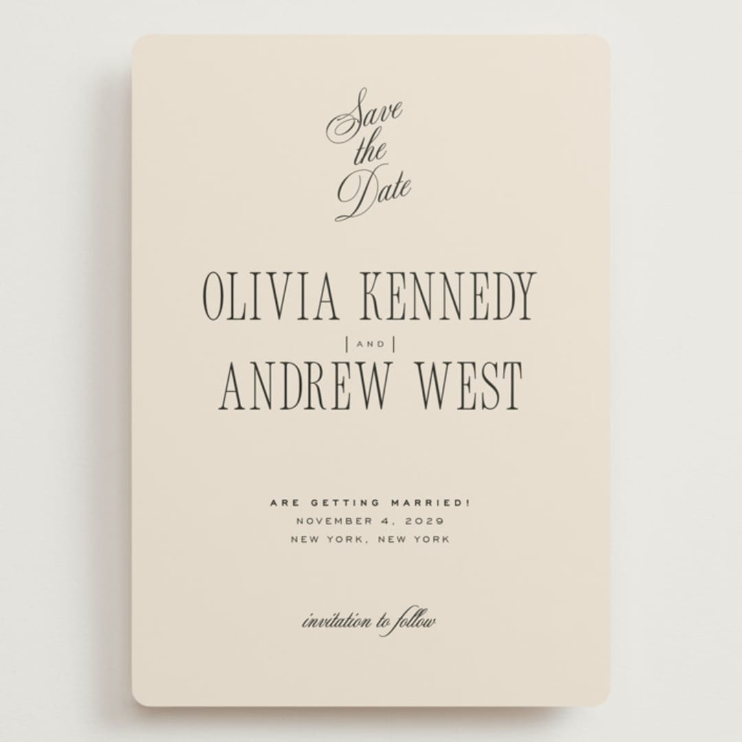 "Modern Romance" - Save the Dates in Almond by Eric Clegg - Front