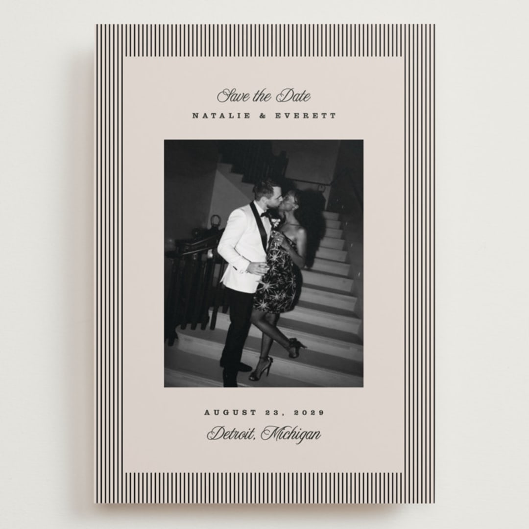 "Linea" - Save the Dates in Noir by Pixel and Hank - Front