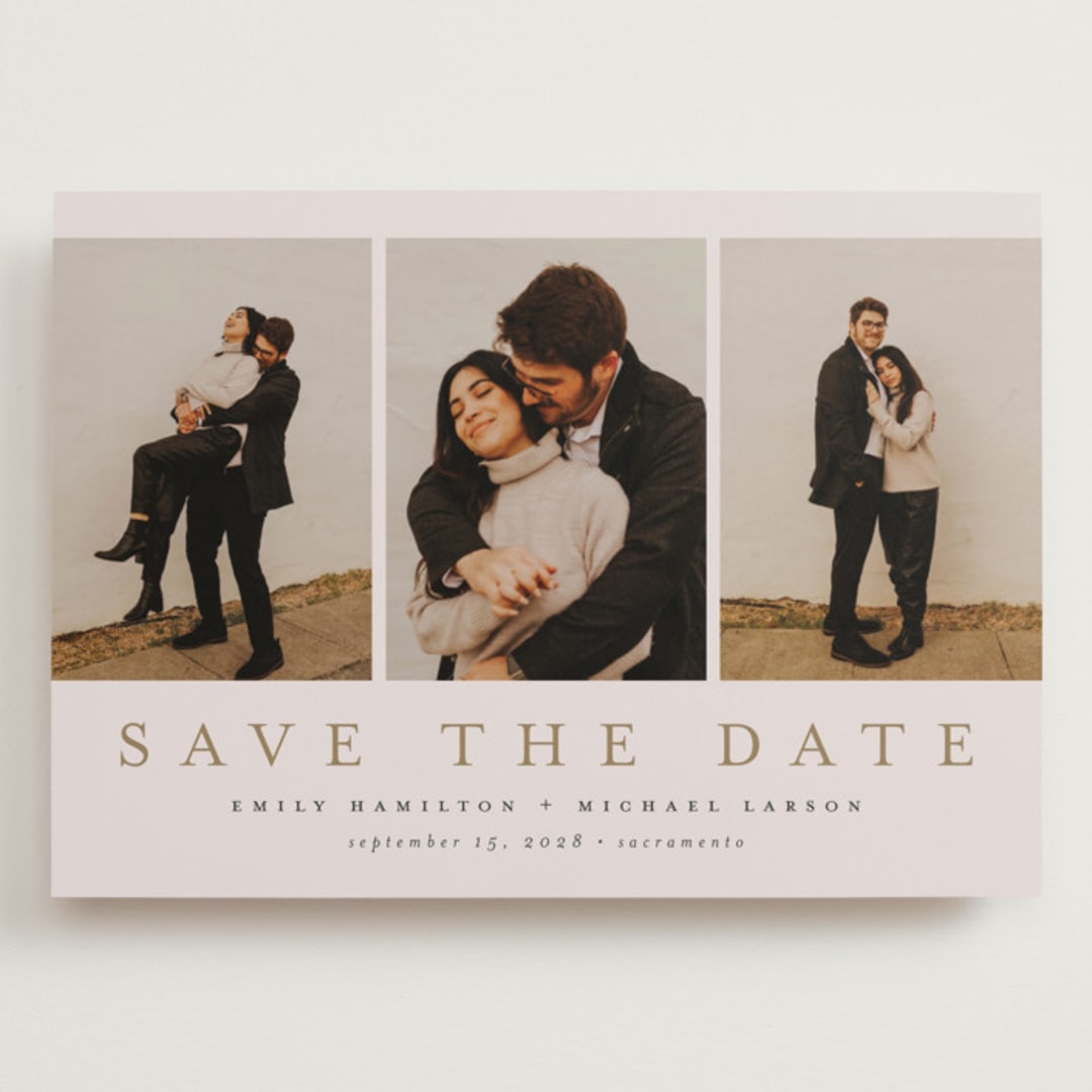 "Elegant Trio" - Save the Dates in Sand by Nicole Walsh - Front