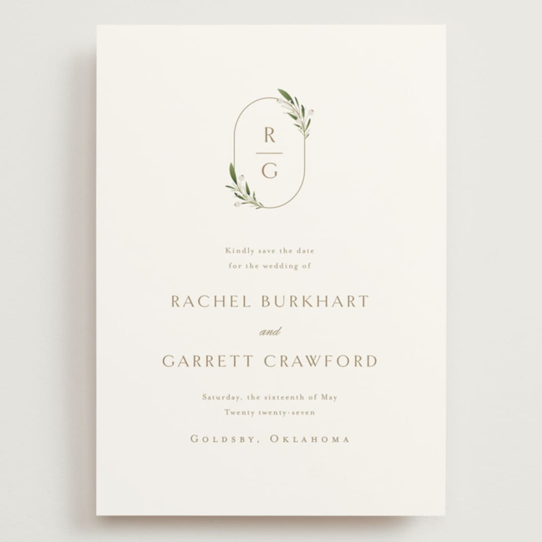 "Soft Sprigs" - Save the Dates in Champagne by Jennifer Postorino - Front