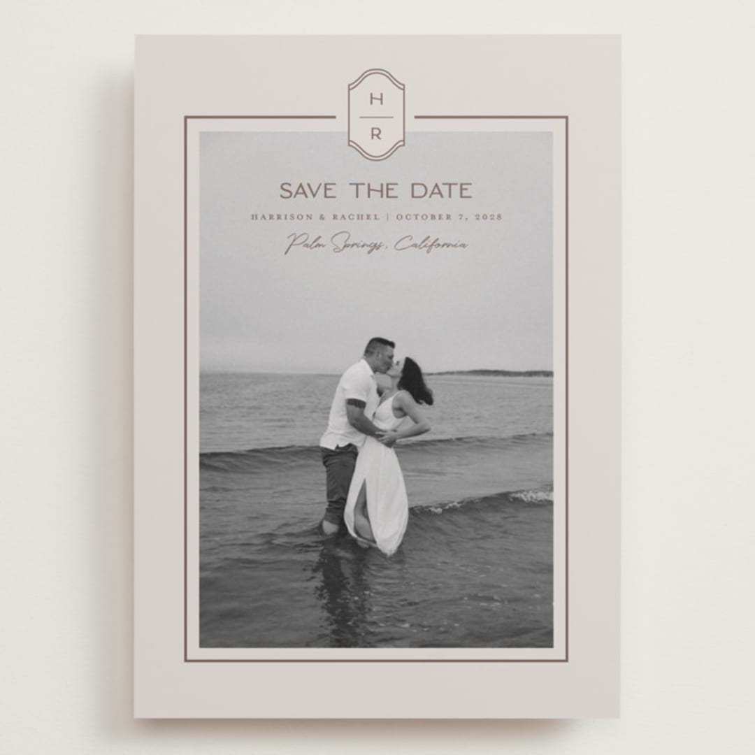 "Modern Monogram" - Save the Dates in Dove by Rachelle Clarke - Front