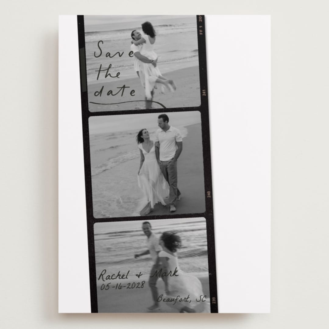 "Filmstrip" - Save the Dates in Onyx by Sarah Mraz - Front