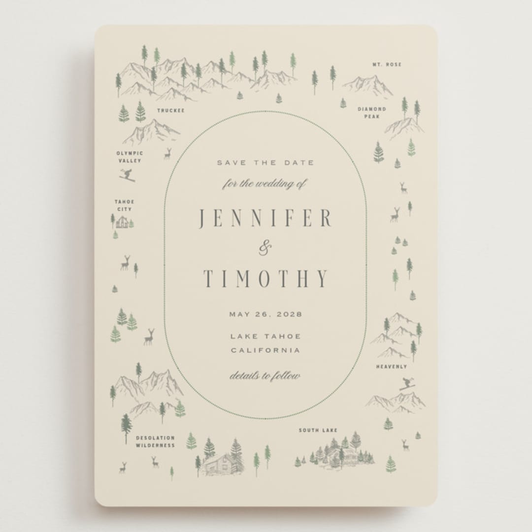 "Tahoe Lake" - Save the Dates in Cream by Sherley Ferreira - Front