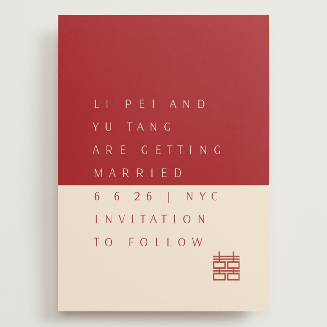 "two toned" - Save the Dates in Poppy by Deborah Chou - Front