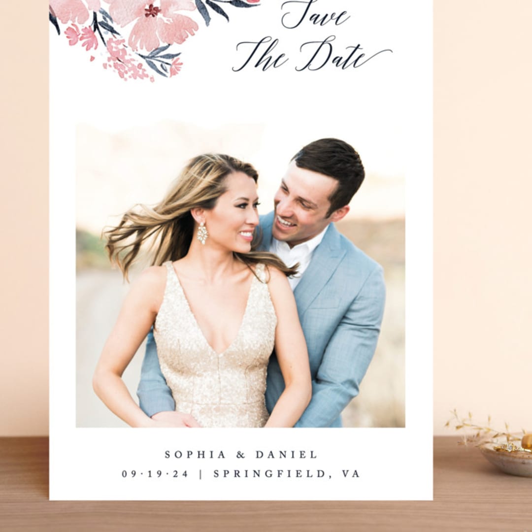 "beautifully painted" - Save the Dates in Blush by Qing Ji - Front
