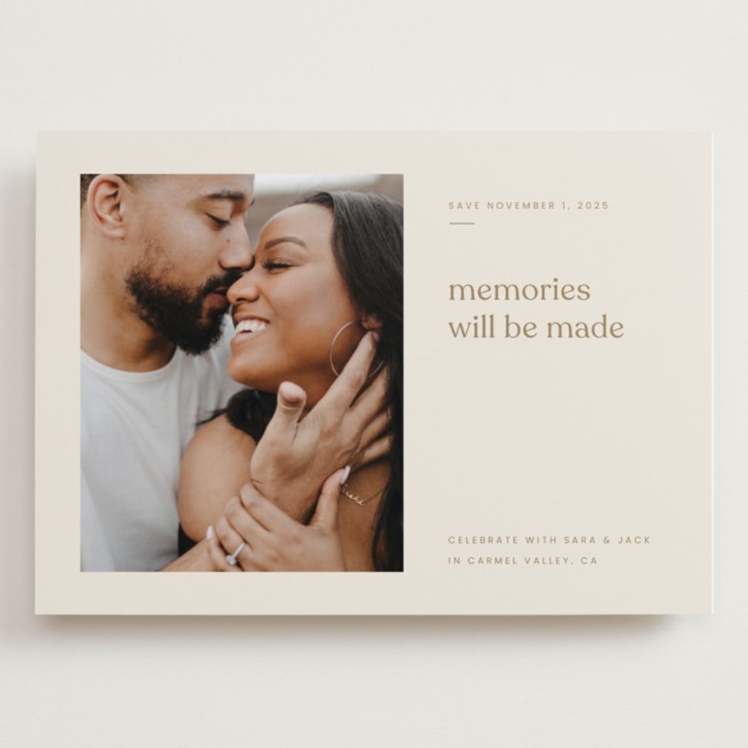"Memories will be made" - Save the Dates in Champagne by Blustery August - Front