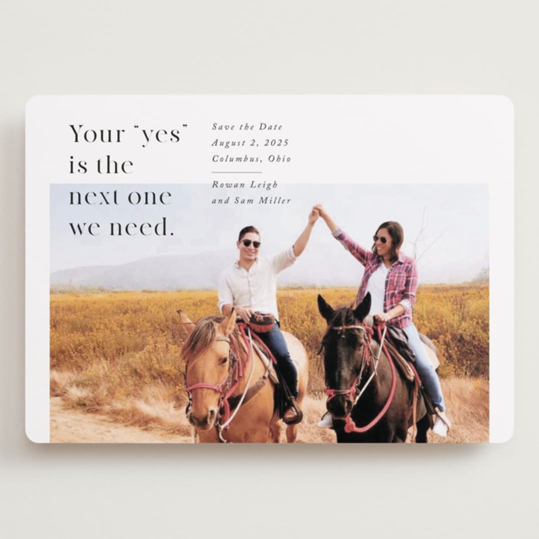 "Epic Yes" - Save the Dates in Onyx by Keen Peachy - Front