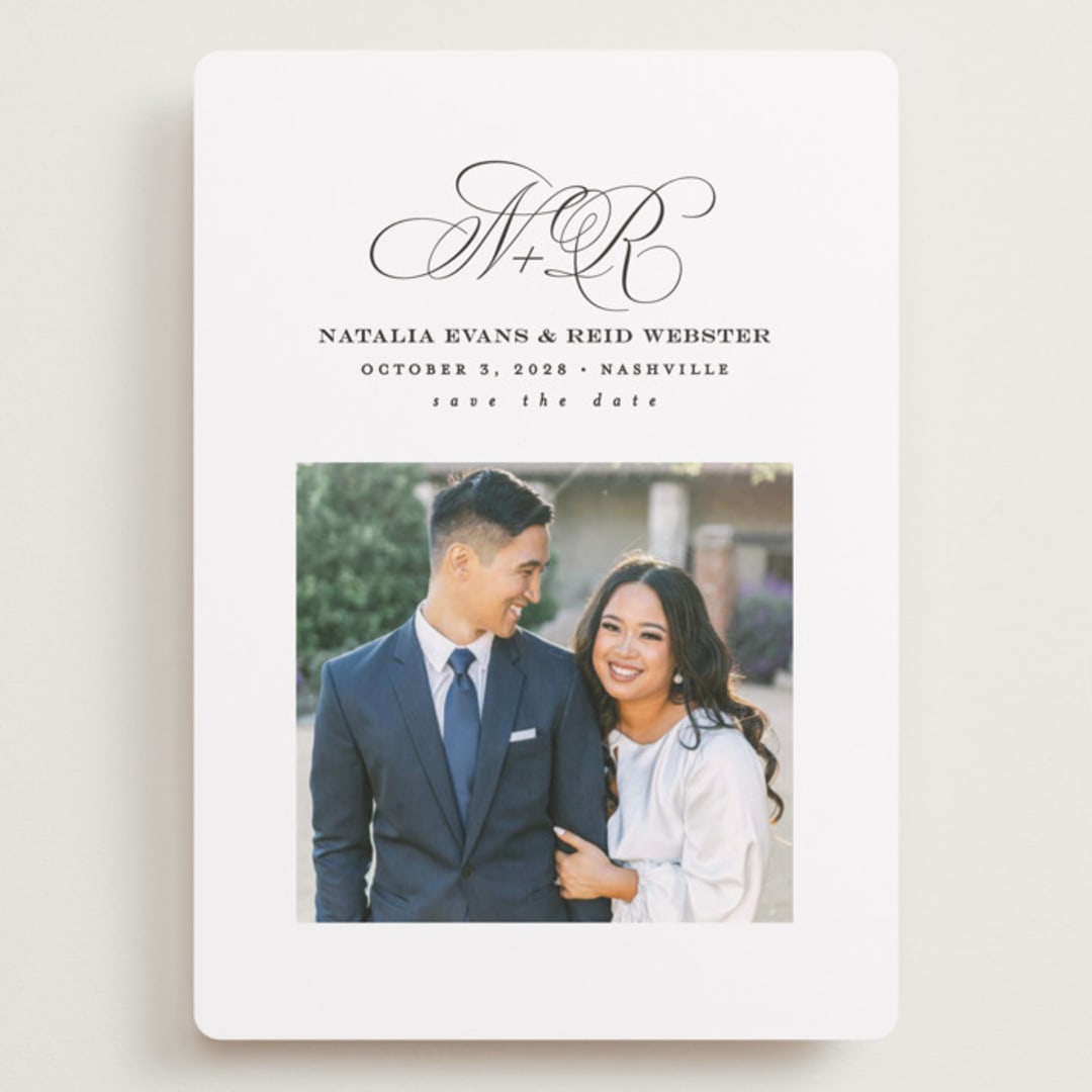 "Elegant Initials" - Save the Dates in Newspaper by Lea Delaveris - Front