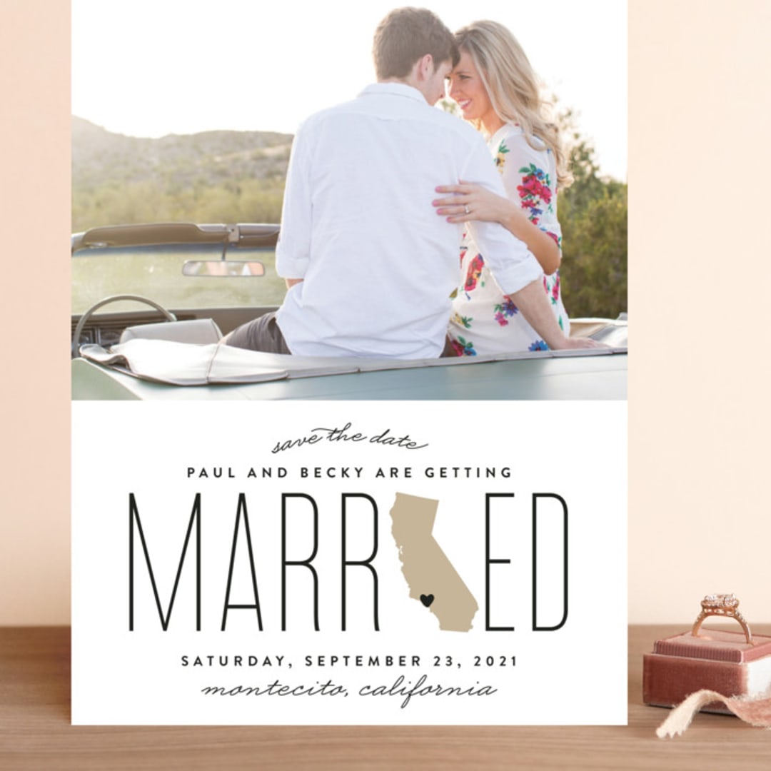 "Married in California" - Save the Dates in Golden by Erica Krystek - Front