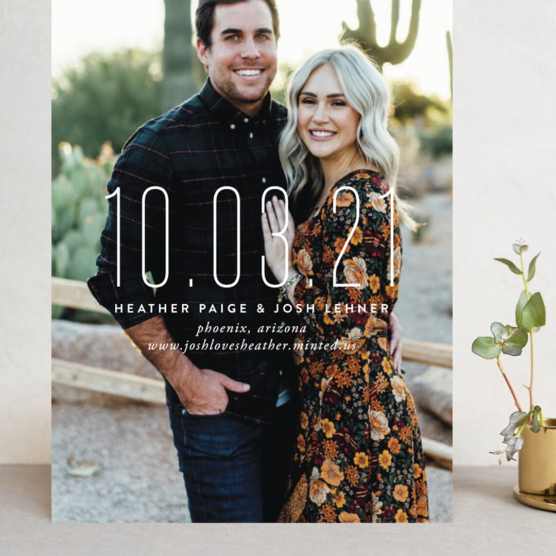 "The Date is Set" - Save the Dates in Cotton by Oscar and Emma - Karly Depew - Front