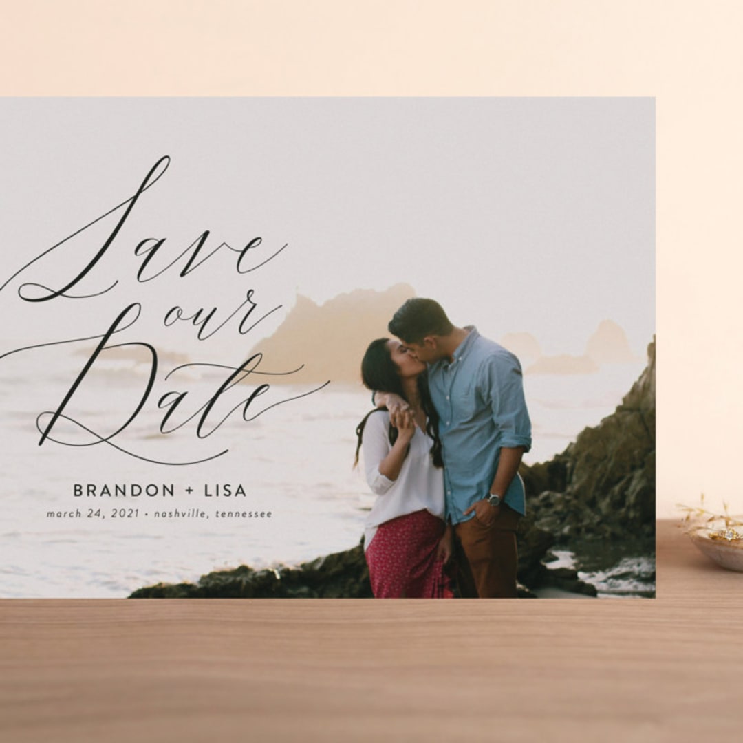 "Flowing Love" - Save the Dates in Jet Black by Erika Firm - Front