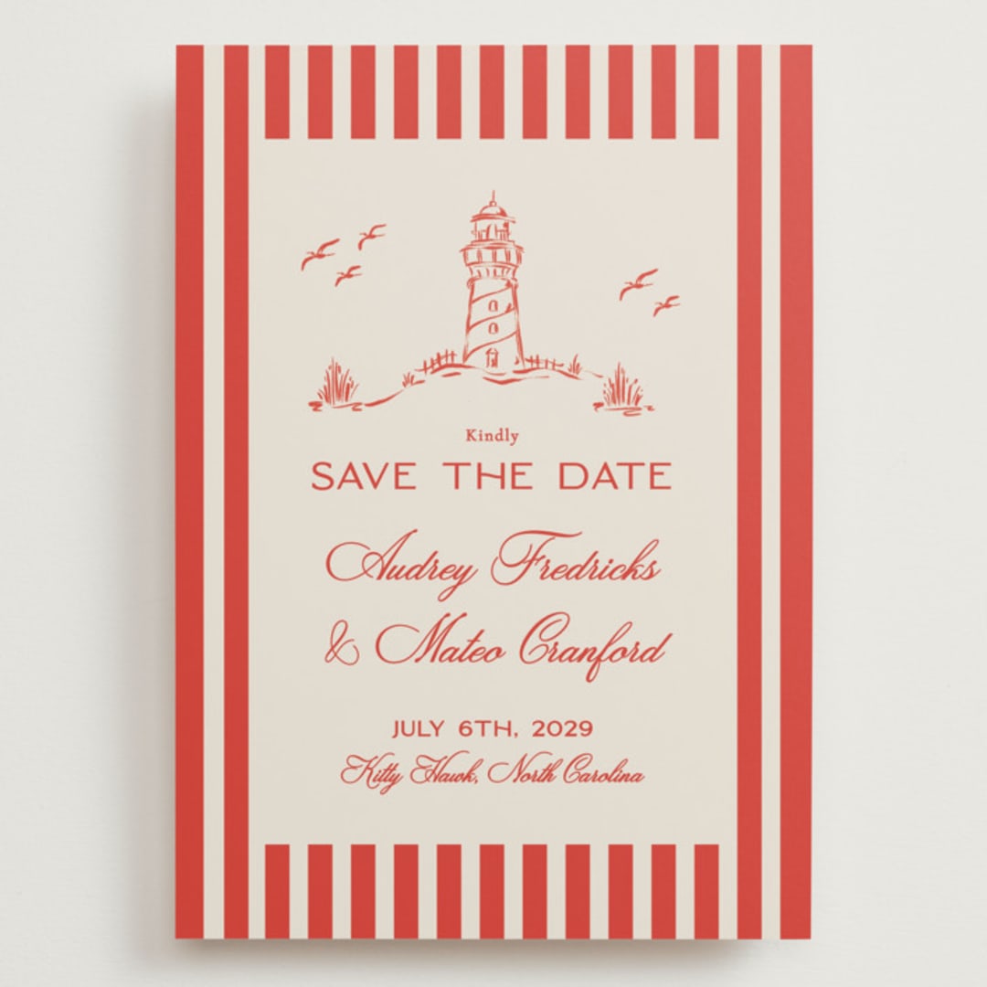 "Kitty Hawk" - Save the Dates in Lobster by Jackie Crawford - Front