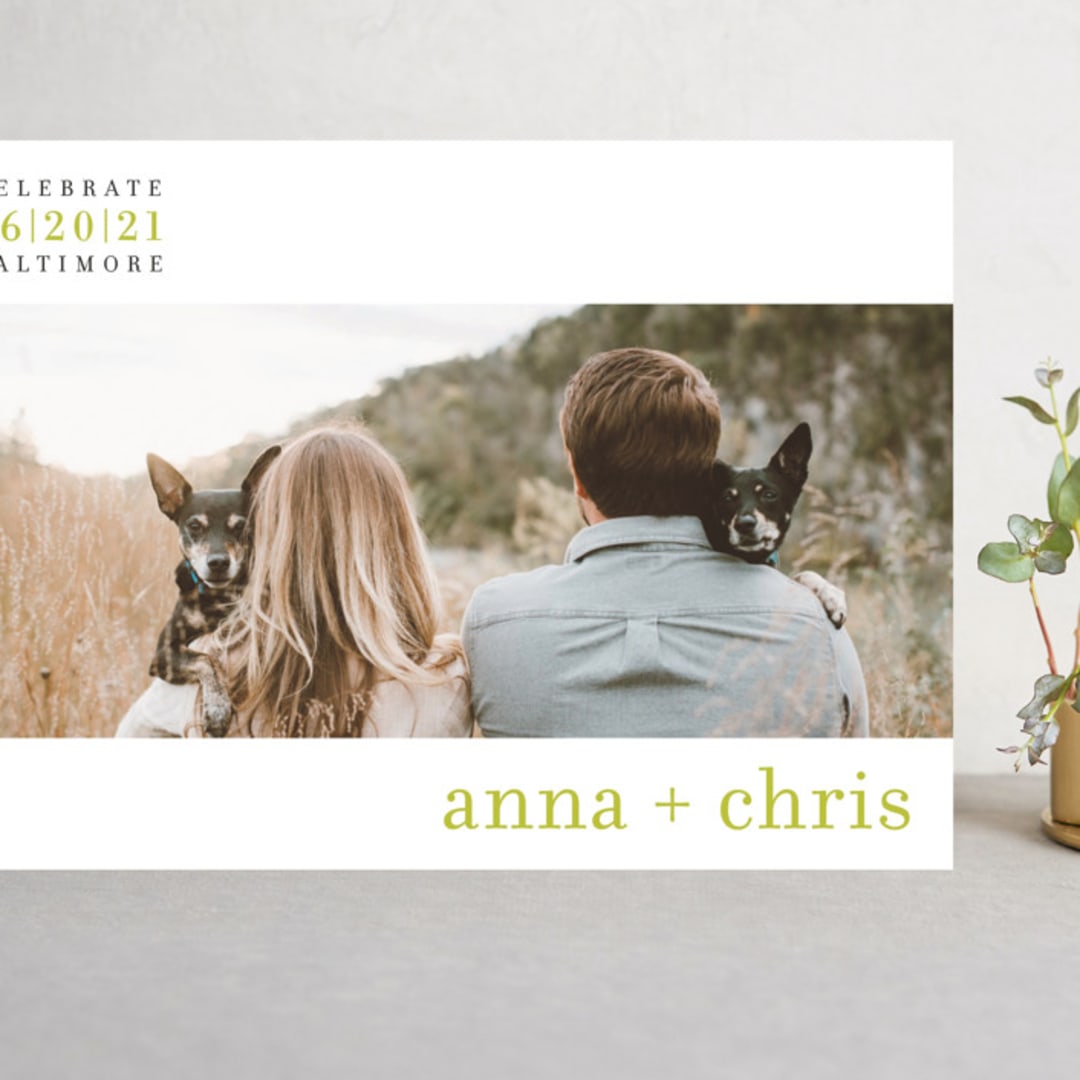 "float + celebrate" - Save the Dates in Celery by Float Paperie - Front