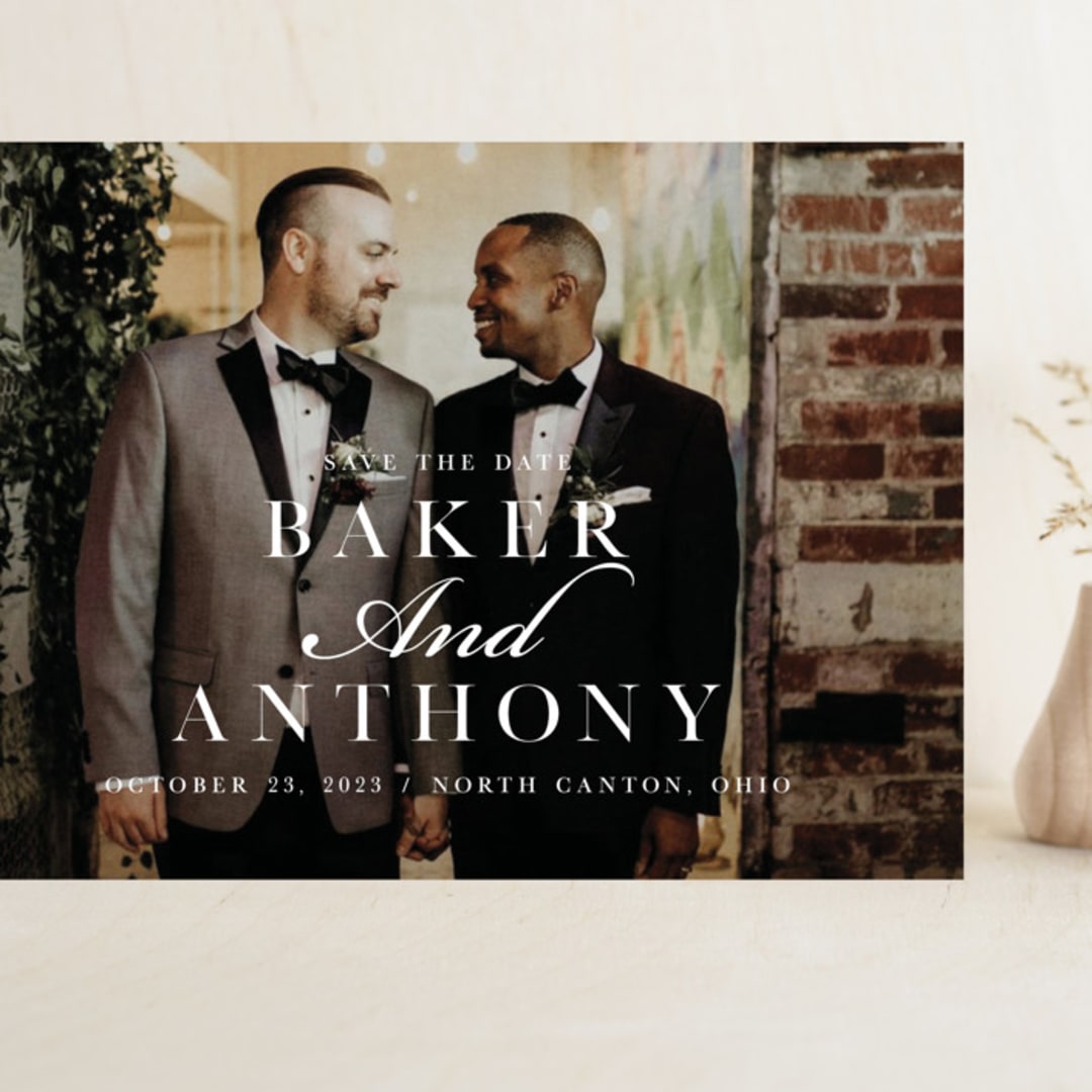 "Stacked Names" - Save the Dates in Snow by Megan Cash - Front