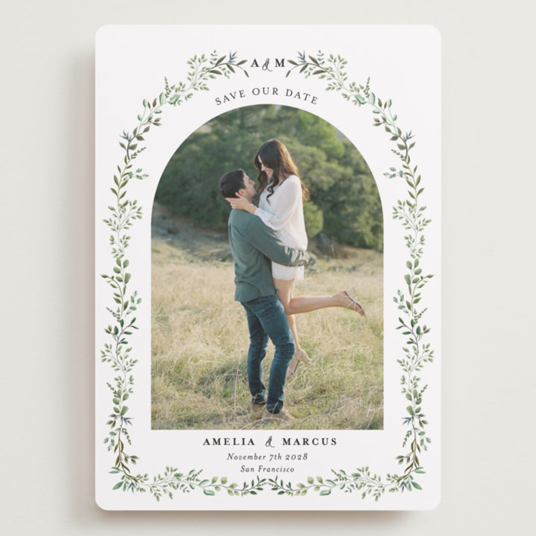 "Monogramed Arch" - Save the Dates in Mojito by Susan Moyal - Front