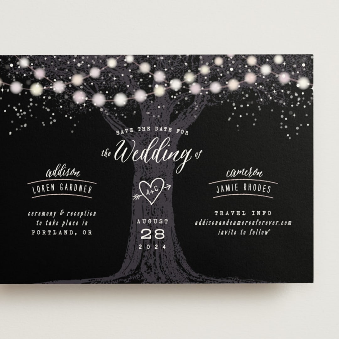 "Garden Lights" - Save the Dates in Midnight by Hooray Creative - Front