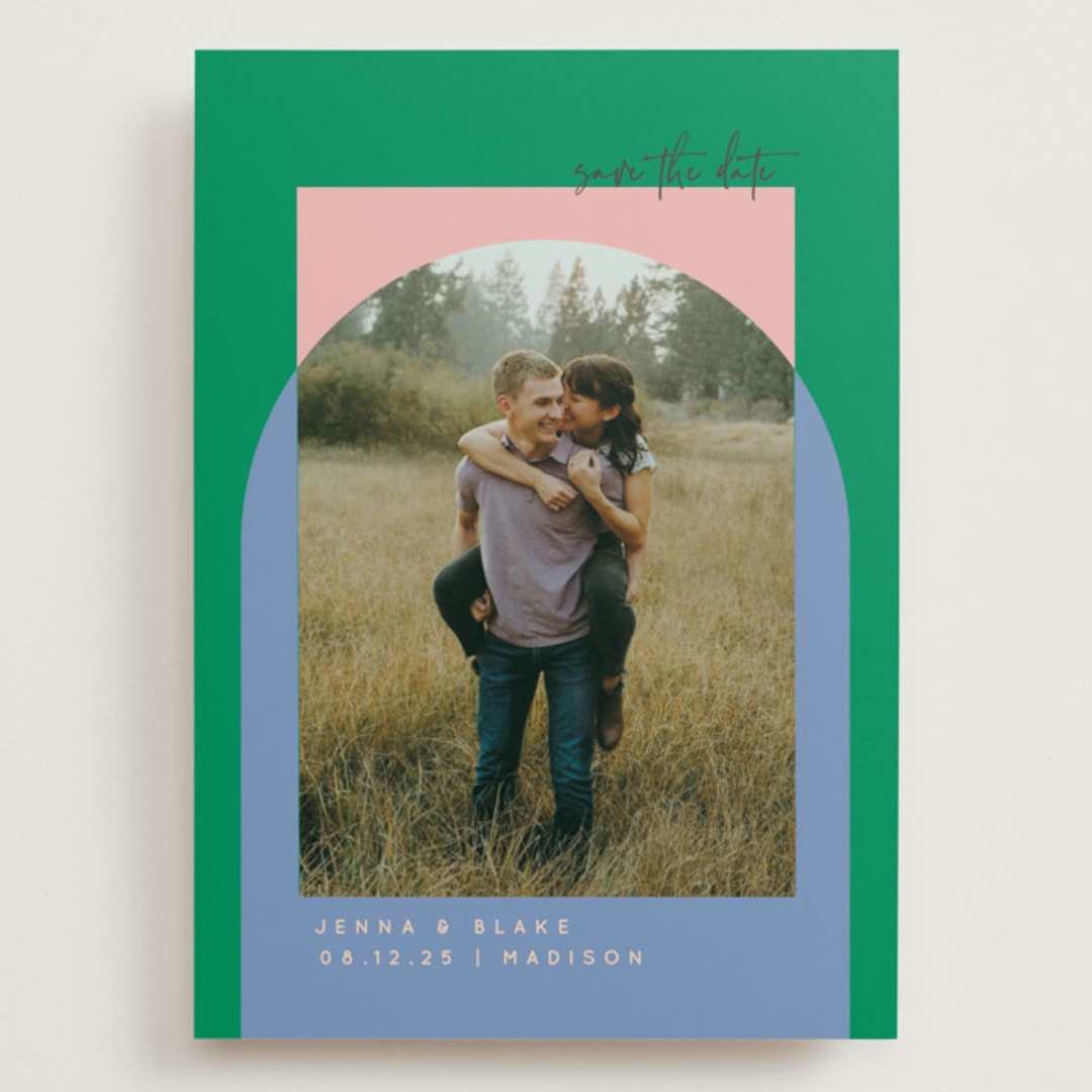 "Modern Overlay" - Save the Dates in Spearmint by Baumbirdy - Front