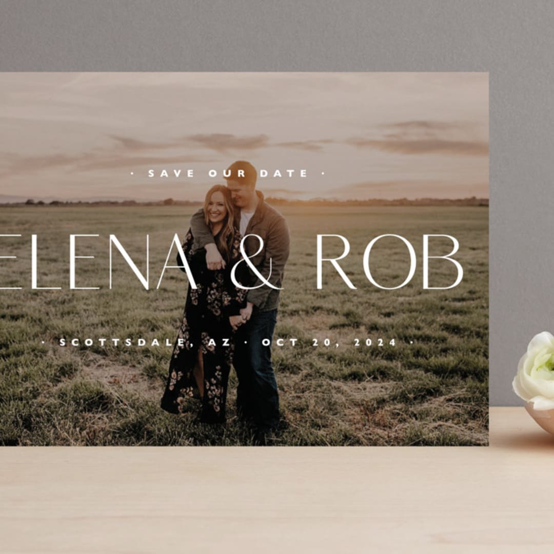 "Etching" - Save the Dates in Dusty by Up Up Creative - Front