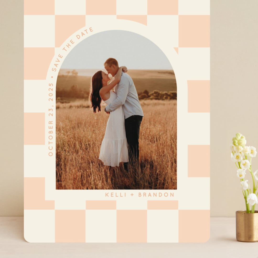"RETRO ARCH" - Save the Dates in Blush by Baumbirdy - Front