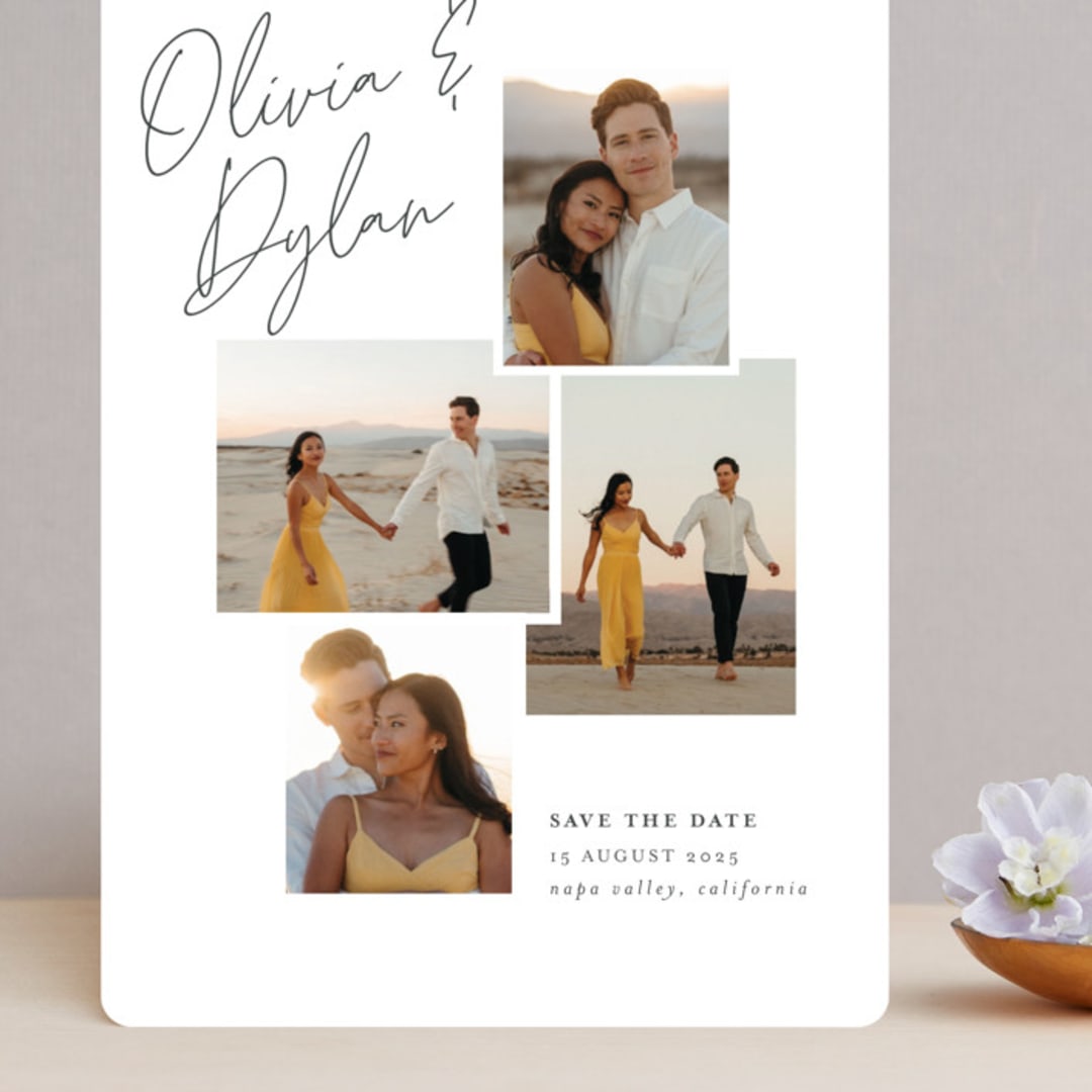 "Photo Collage" - Save the Dates in Midnight by Shirley Lin Schneider - Front