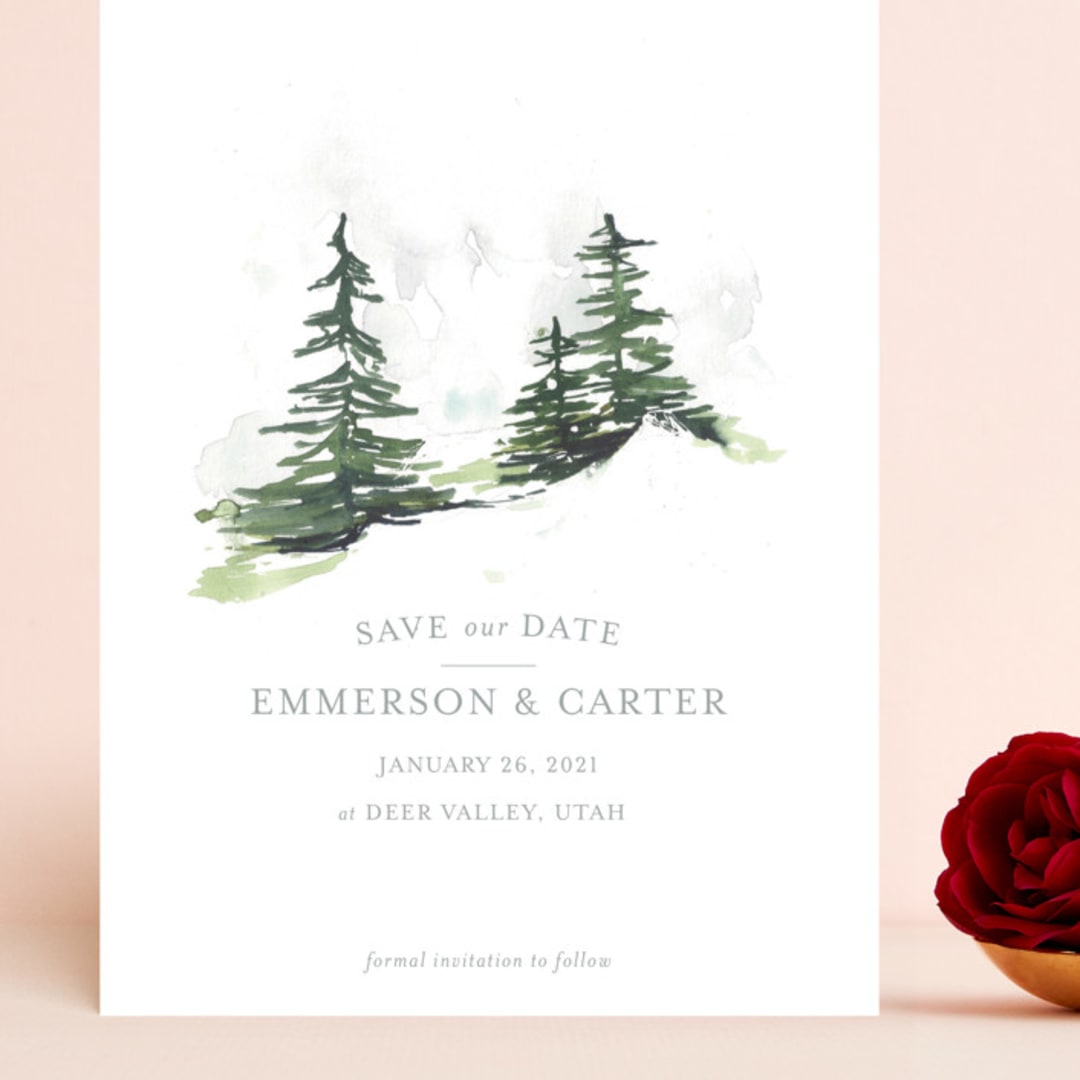 "On the Slopes" - Save the Dates in Fog by Mere Paper - Front