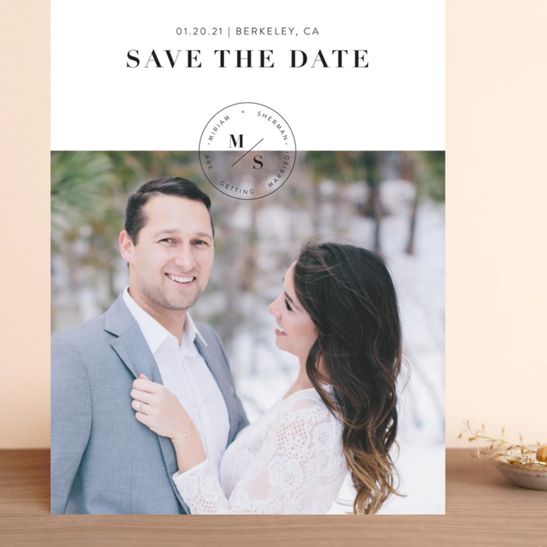 "Simple Stamp" - Save the Dates in Ivory by Becca Thongkham - Front