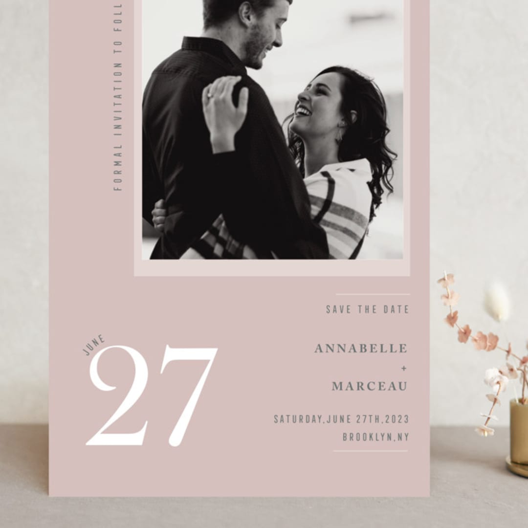 "A love date" - Save the Dates in Blush by Sejal Banker - Front
