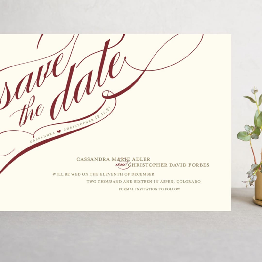 "Winter Flourish" - Save the Dates in Crimson by Annie Clark - Front