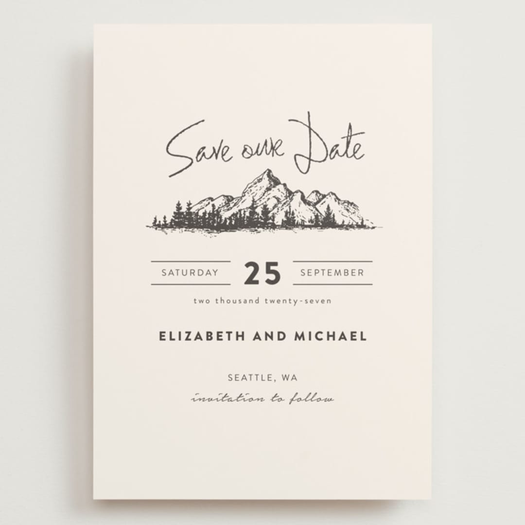 "Mountains" - Save the Dates in Ivory by Anastasia Makarova - Front