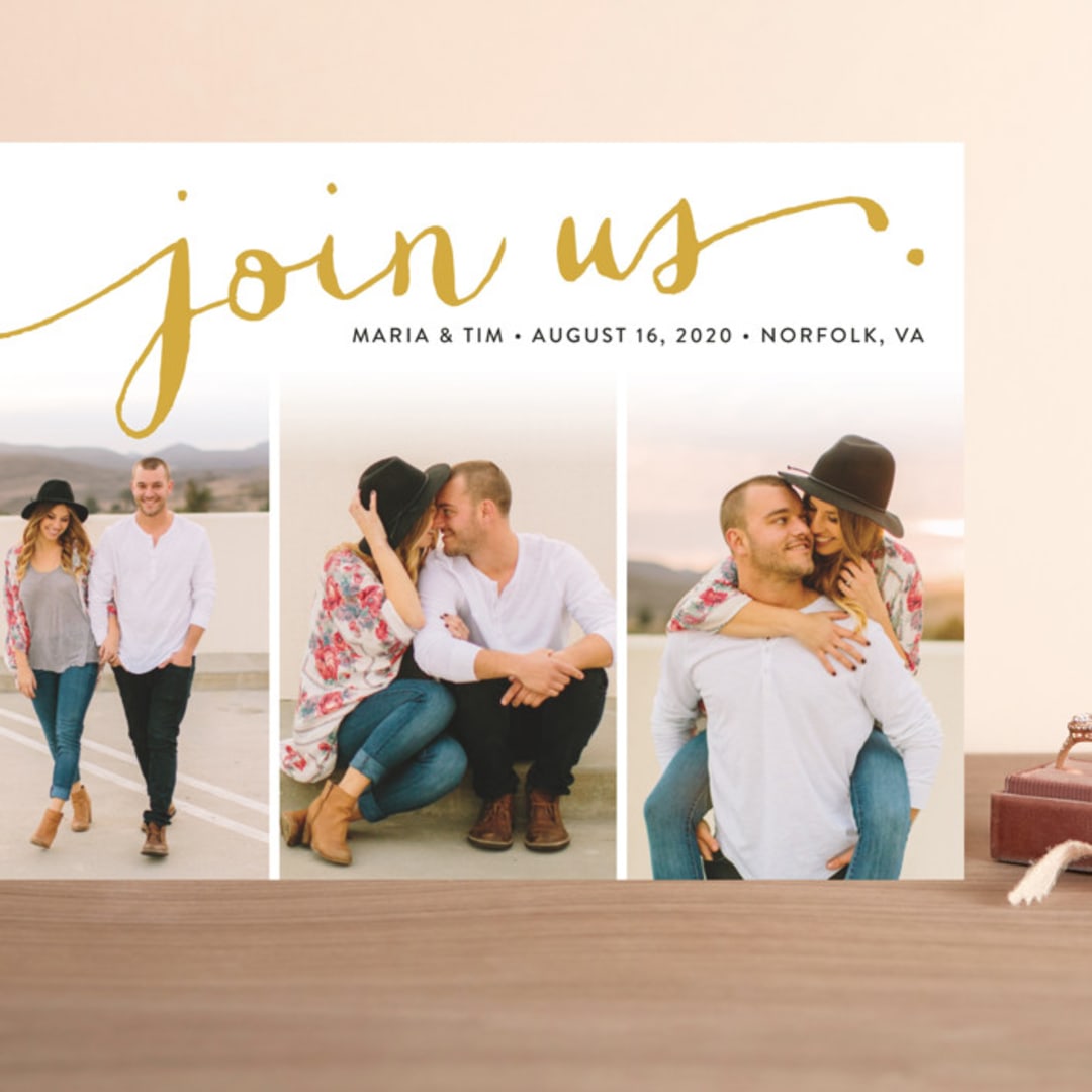 "Jotted" - Save the Dates in Golden by Ashley Hegarty - Front