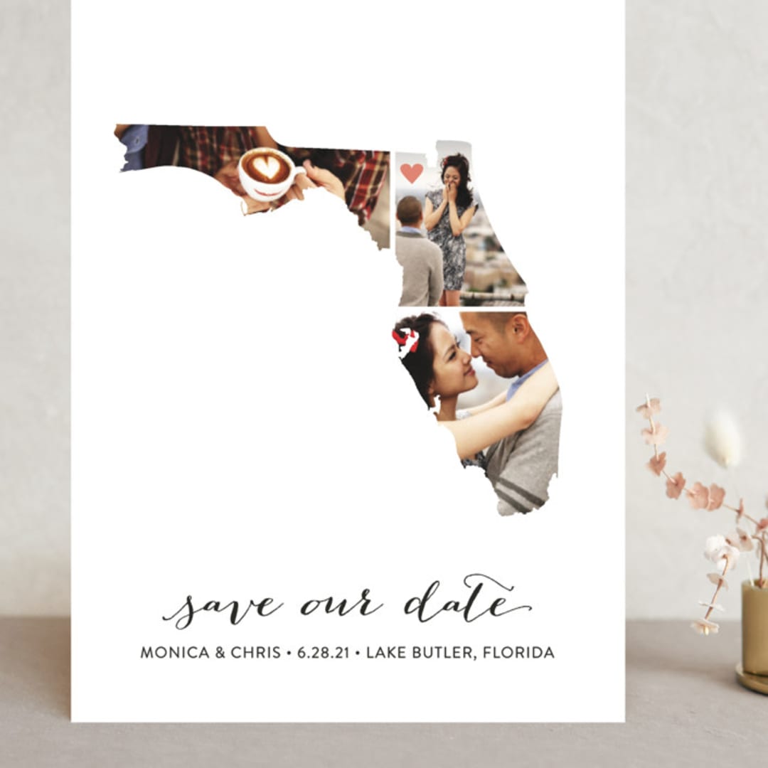 "Florida Love Location" - Save the Dates in Wedding Dress by Heather Buchma - Front