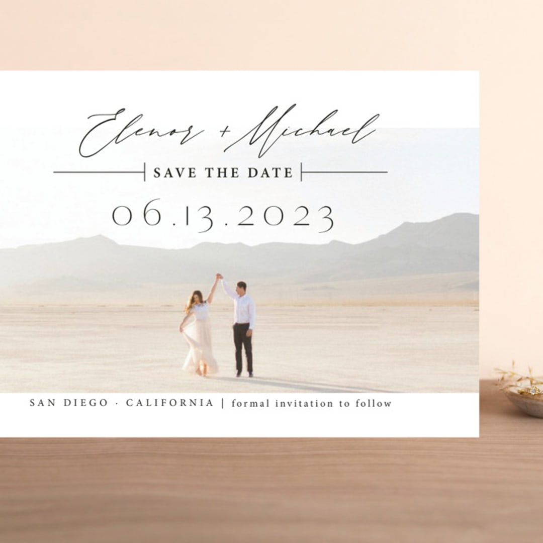 "The Search is Over" - Save the Dates in Noir by Alice Carmen - Front