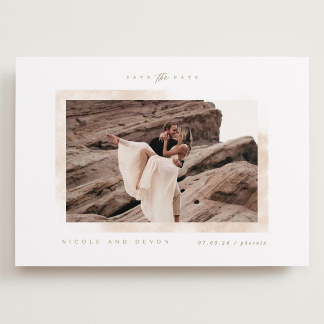 "Painterly Glow" - Save the Dates in Blush by Creo Study - Front