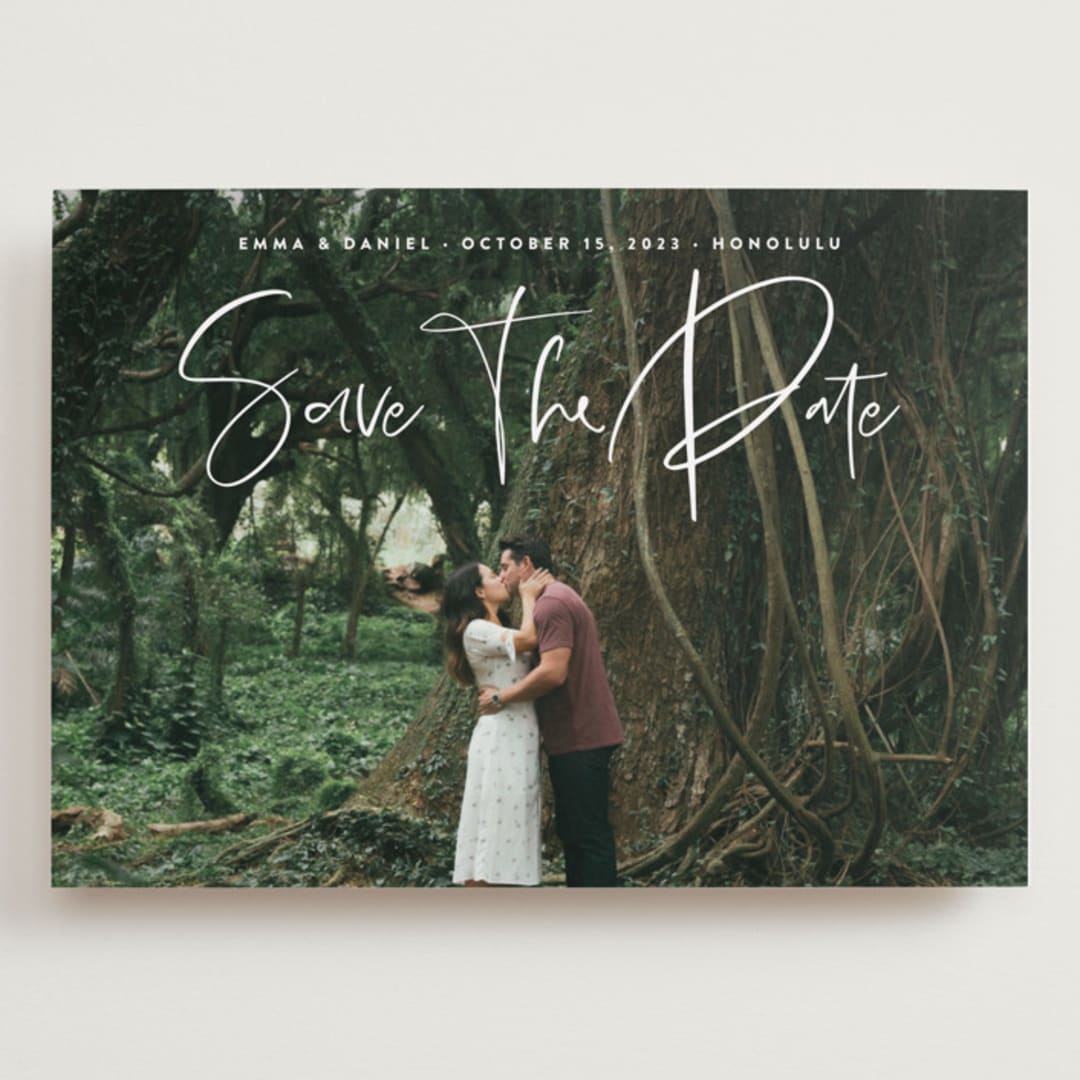 "Natural Script" - Save the Dates in Moonstone by Nicole Barreto - Front