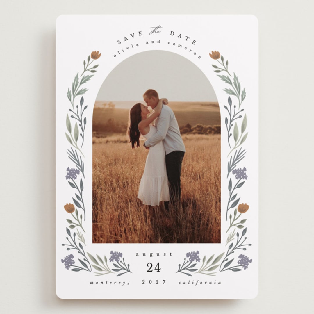 "Floral Arch" - Save the Dates in Rust by Hannah Williams - Front