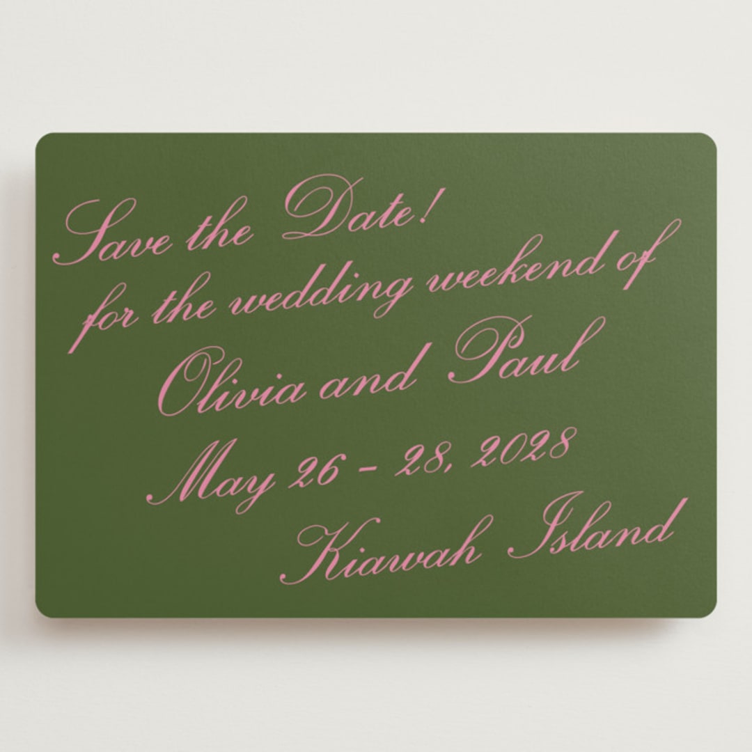 "Kiawah" - Save the Dates in Moss by Megan Davis - Front