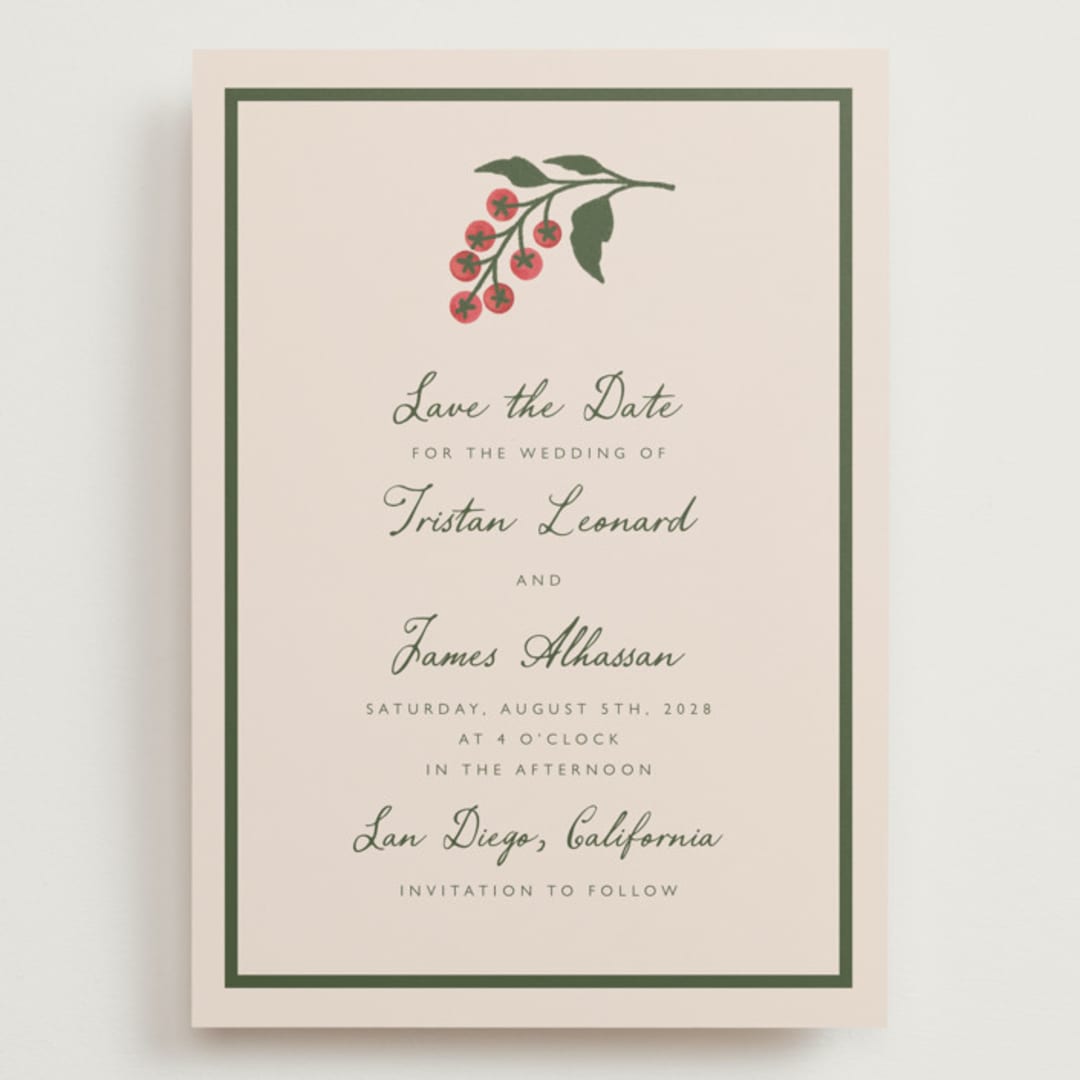 "Tomato Vine" - Save the Dates in Sand by Katharine Watson - Front