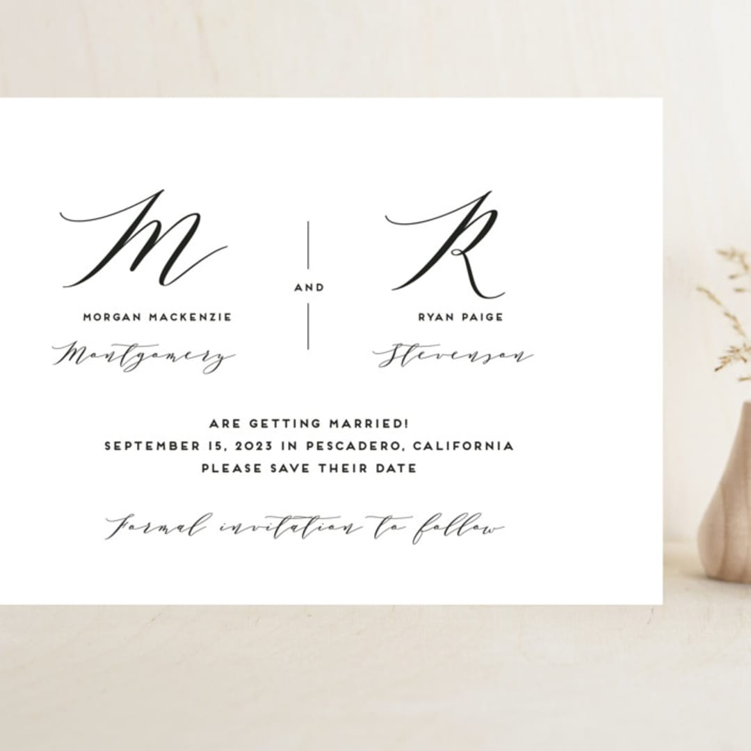 "Elegant Monogram" - Save the Dates in Berry by Simona Camp - Front