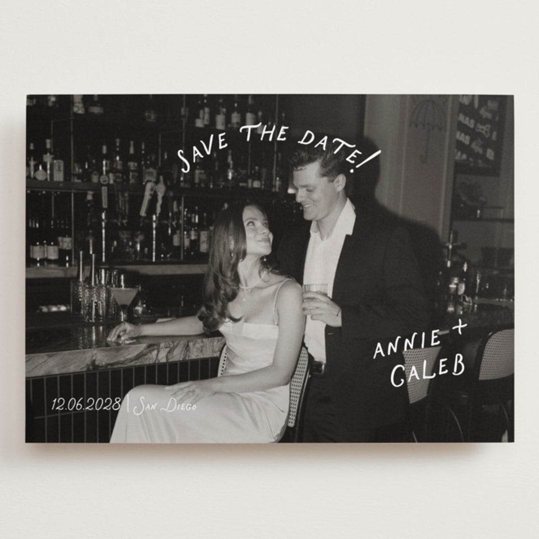 "Lovers" - Save the Dates in Ivory by Stephanie Heinrich Godbout - Front